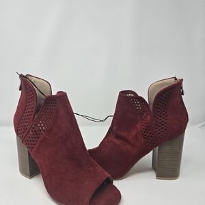 Yoki Burgundy Heeled Ankle Boots
